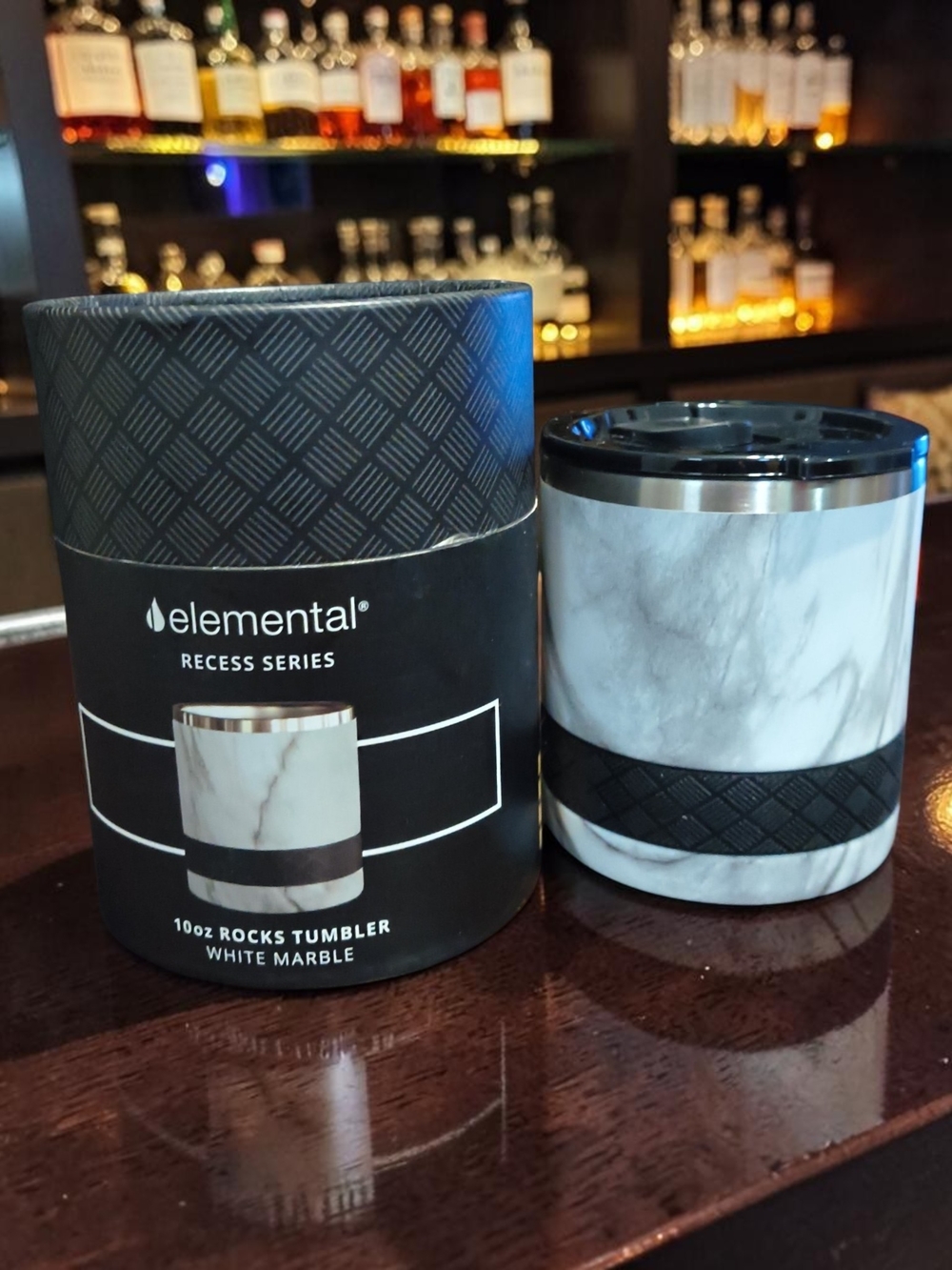 Elemental Recess Lowball Marble Tumbler, 10oz Triple Wall Stainless Steel Mug